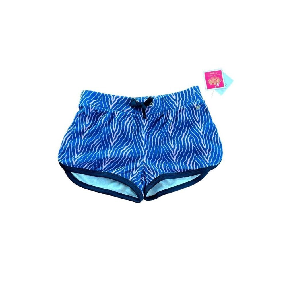 Juicy Couture Black Label Velour Purple & Blue Zebra NWT Logo Girls 10 Crown‎